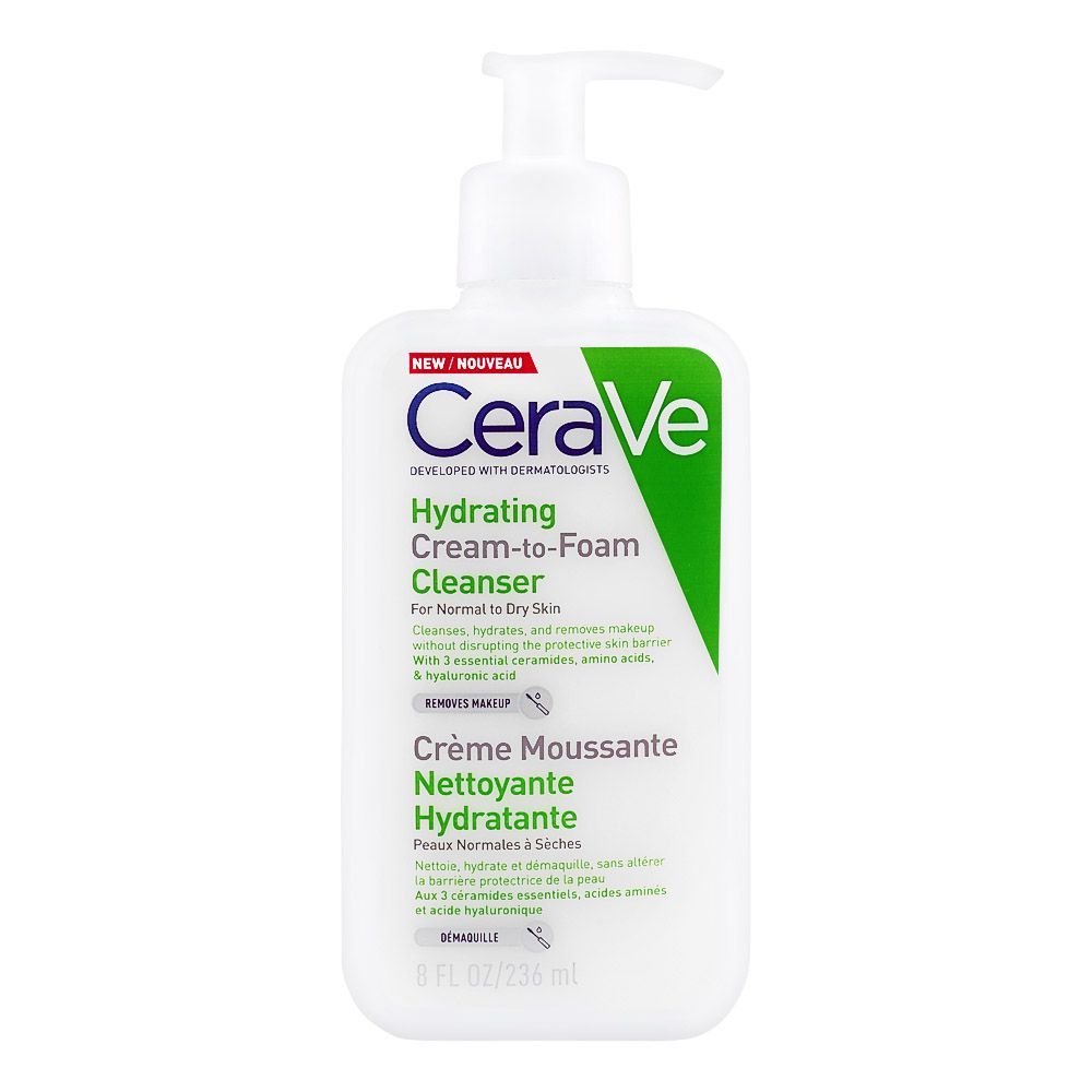 Cerave hydrating cream-to-foam cleanser for normal to dry | ColorShow